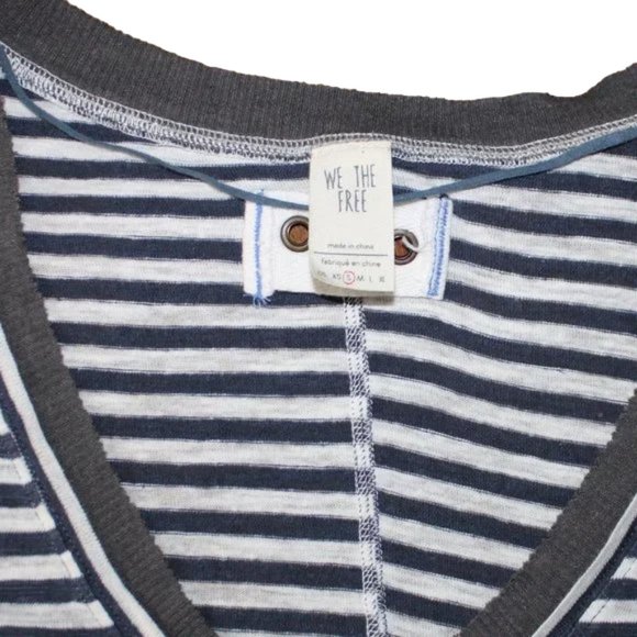 Free People We The Free Black & Cream Stripe Short Sleeve High Low Tunic… - Picture 8 of 9